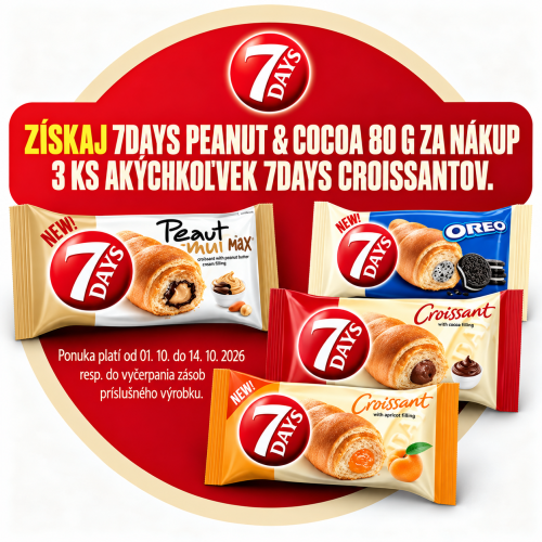 Kúp 3 croissanty 7 Days a k nim dostaneš 1 zadarmo