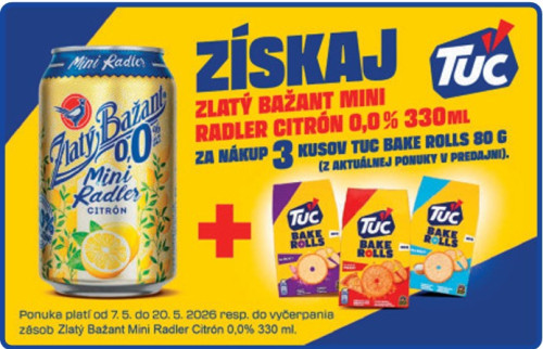Tuc + Mini radler Zlatý Bažant = ❤️