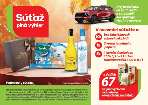 POZNÁME VÝHERCOV - Výherná listina - novembrová súťaž CBA